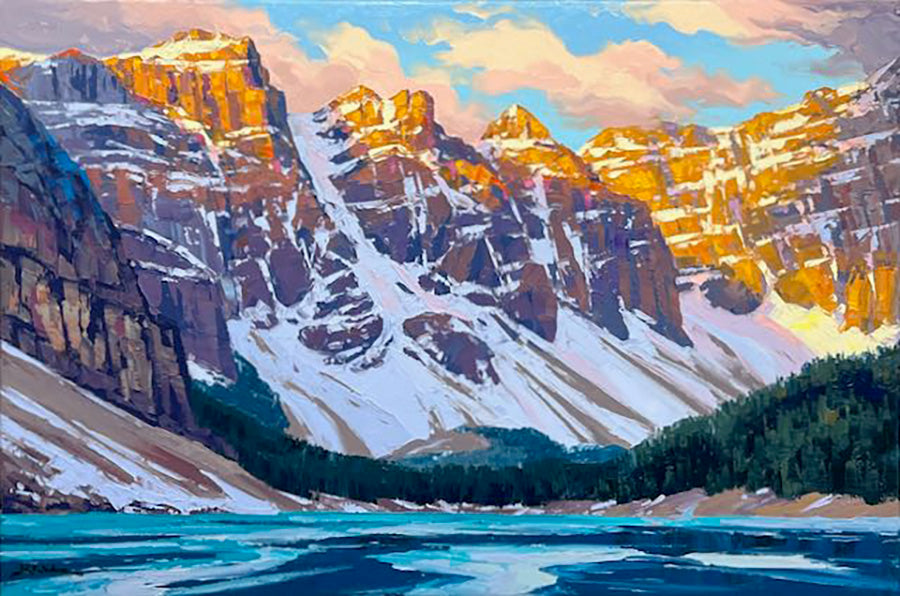 Landscape “Morning Glow-Moraine Lake” by Robert E. Wood – oil on canvas.