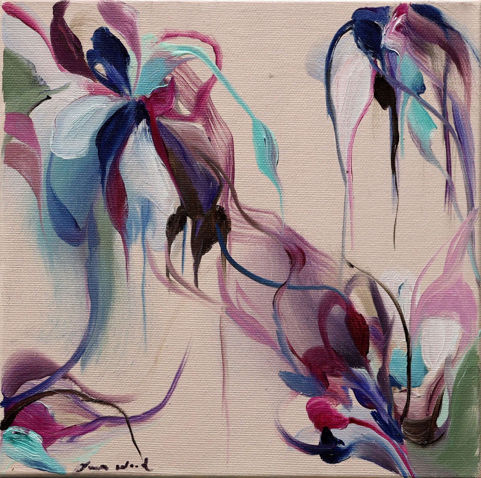 Abstracts “Blackberry” by Laura Wood – mixed media on canvas.
