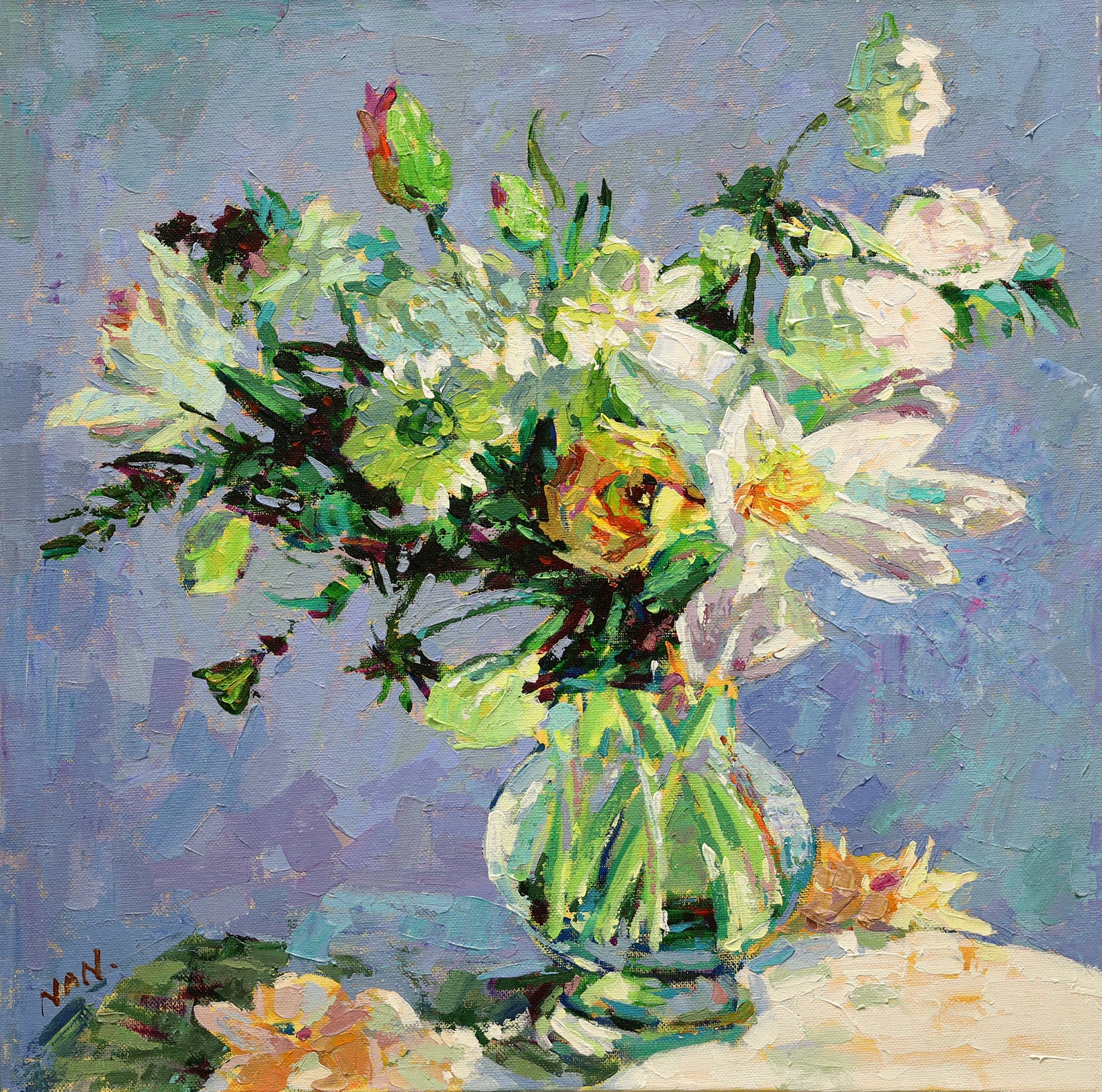 Floral “Peace of Mind” by Nan Zhang – acrylic on canvas.