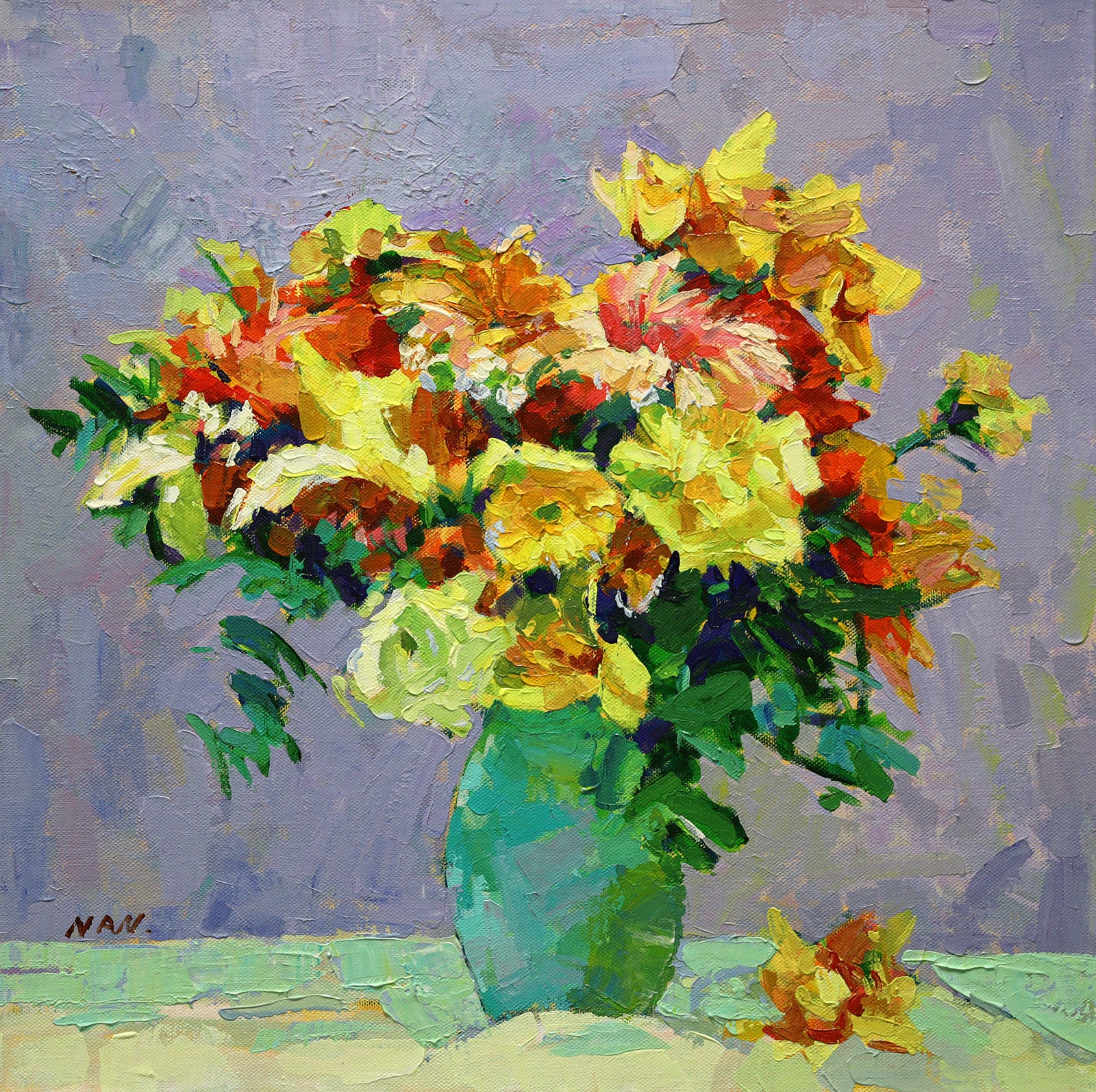 Floral “Take A Rest” by Nan Zhang – acrylic on canvas.