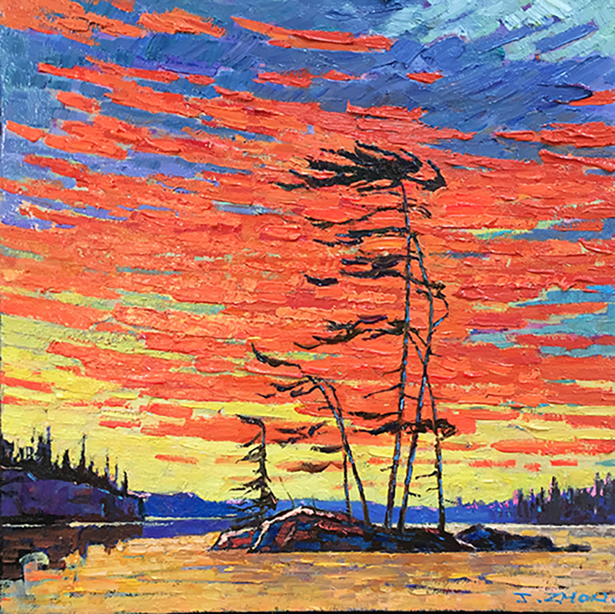 Landscape “Splendid Sunglow” by Jack Zhou – oil on canvas.
