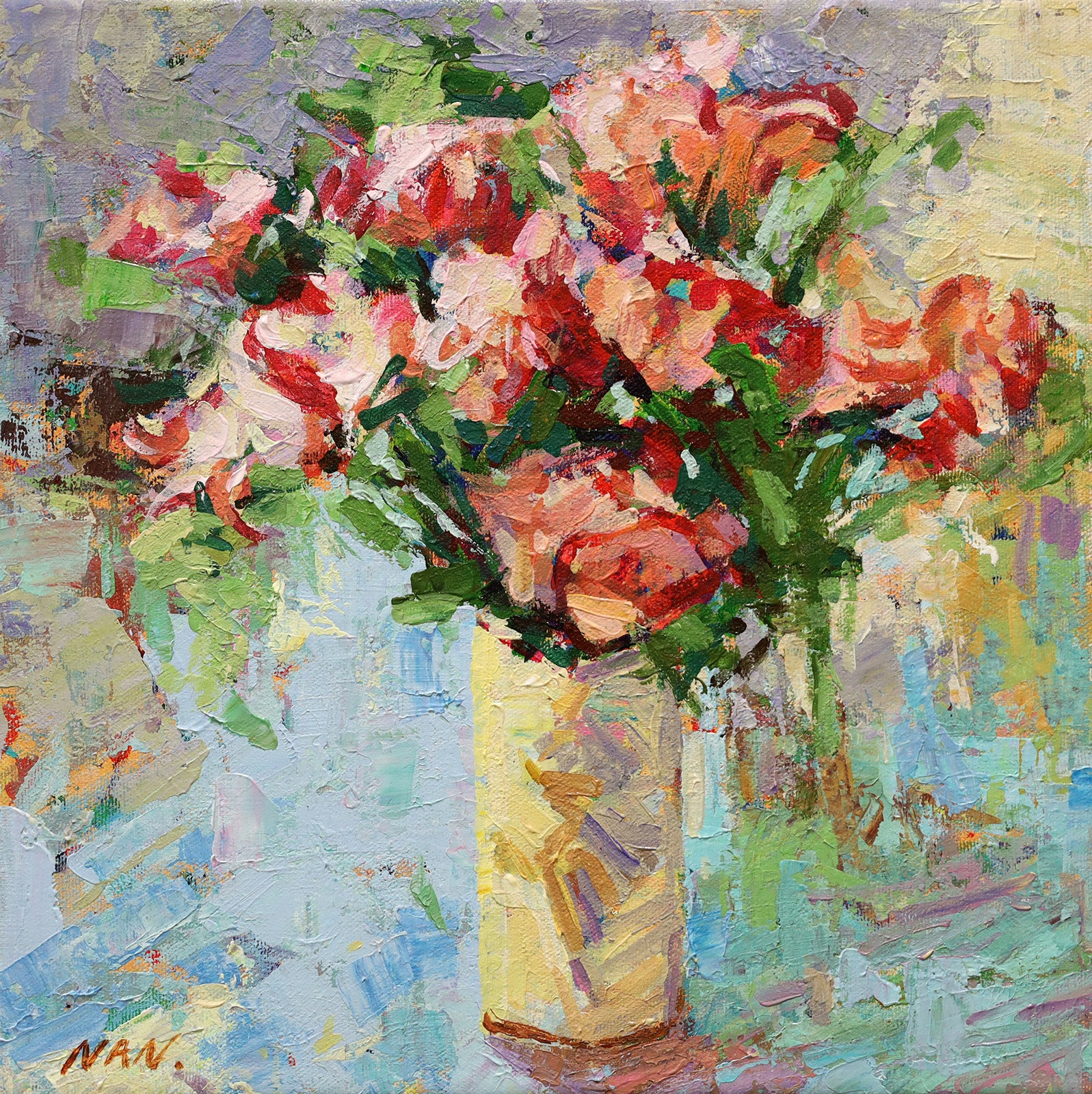 Floral “Lovely Pick” by Nan Zhang – acrylic on canvas.