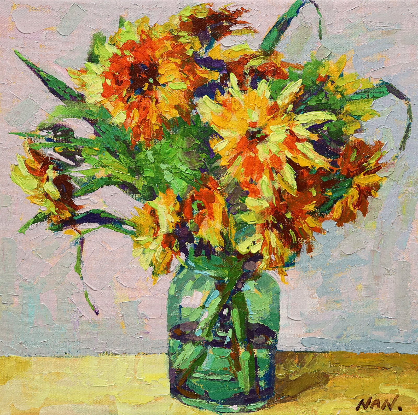 Floral “Born To The Sun” by Nan Zhang – acrylic on canvas.