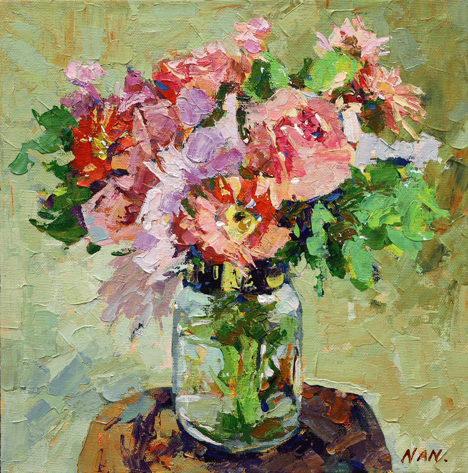 Floral “Good Morning” by Nan Zhang – acrylic on canvas.