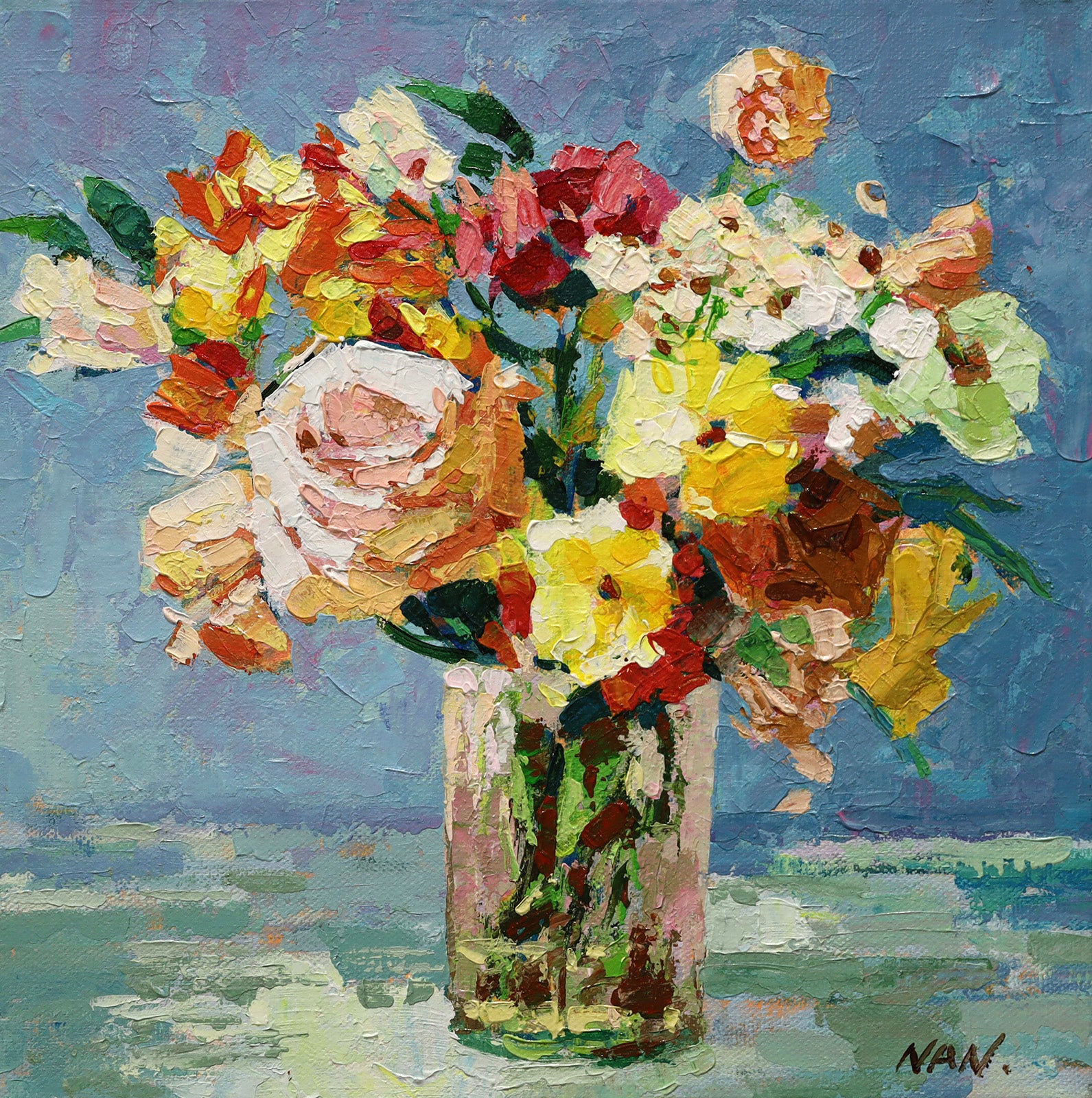 Floral “Pick From Garden I” by Nan Zhang – acrylic on canvas.