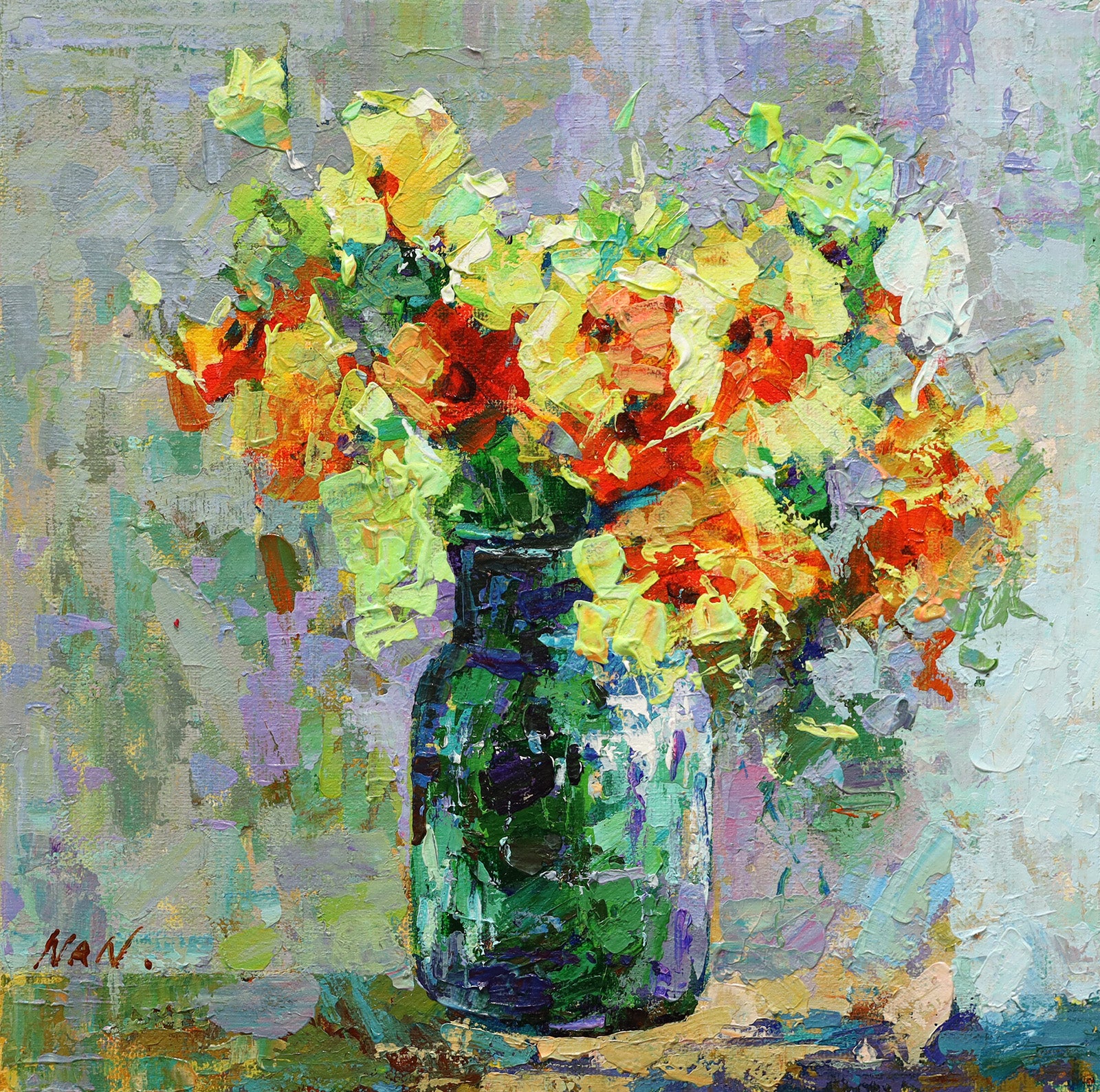 Floral “Pick From Garden II” by Nan Zhang – acrylic on canvas.
