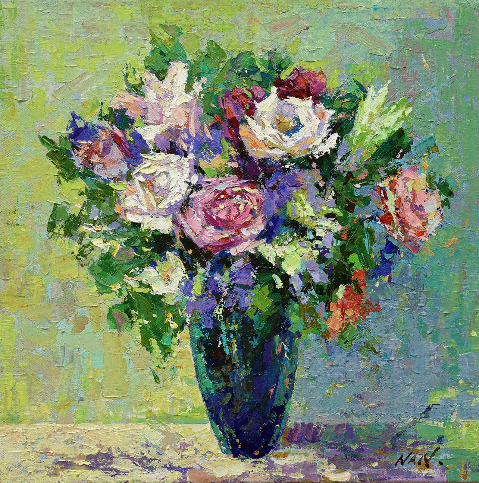 Floral “Lovely Bouquet III” by Nan Zhang – acrylic on canvas.
