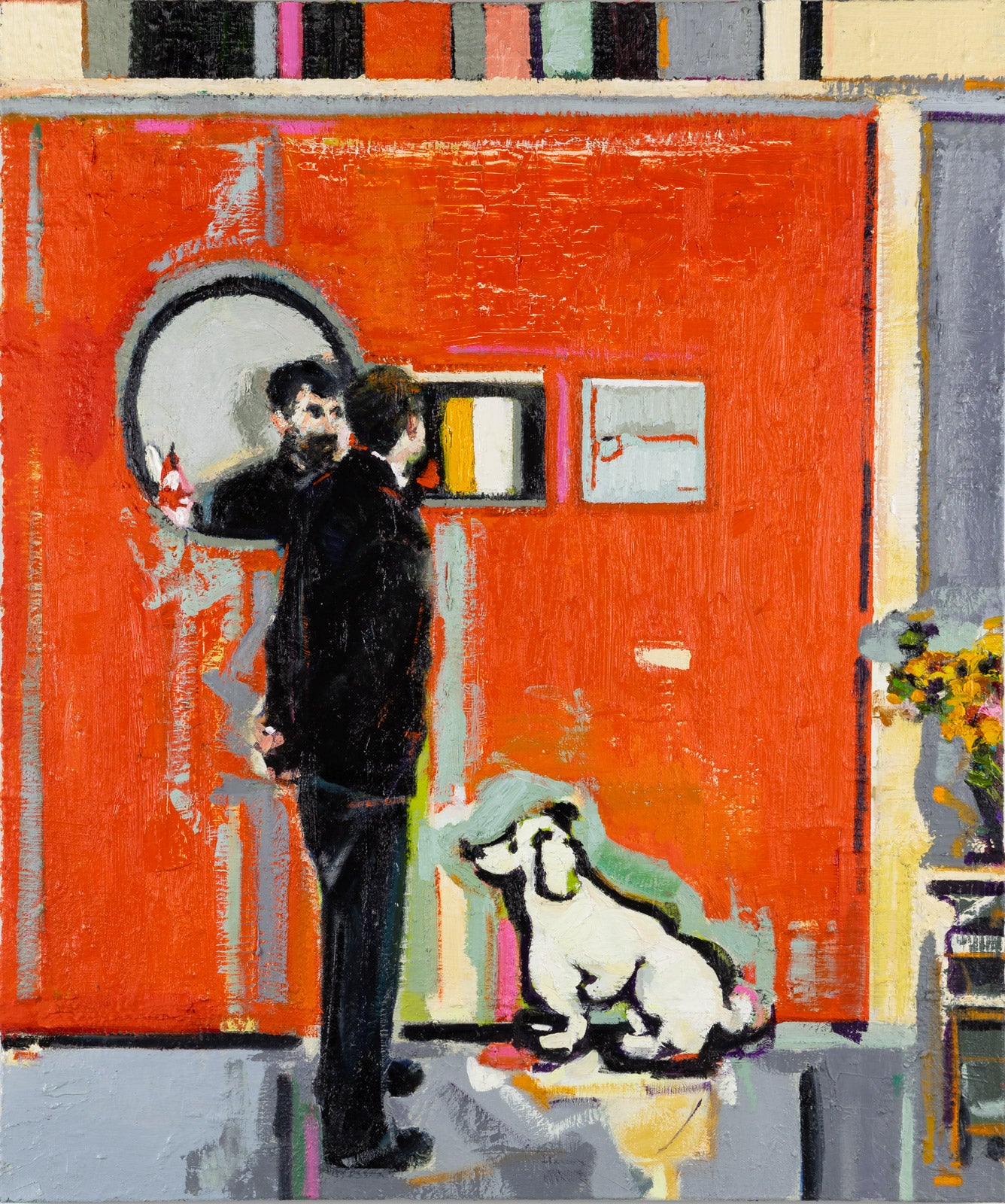 Figurative “Red Interior” by Lorena Ziraldo – oil on canvas.