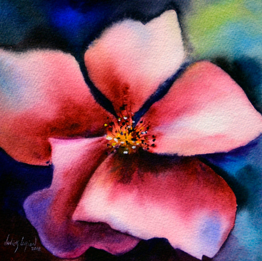 Floral “Apple Bloom” by Janick Lorion – watercolour on paper.