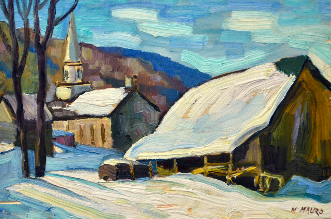 Landscape “Derriere L'eglise” by Mario Mauro – oil on panel.