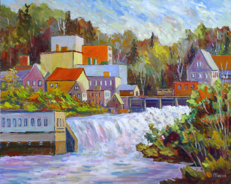 Landscape “Buckingham Power Dam” by John Mlacak – oil on canvas.