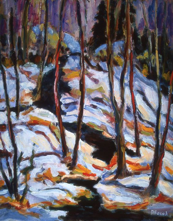 Landscape “Couleurs d'Hiver Petite Riviere Rouge” by John Mlacak – oil on panel.