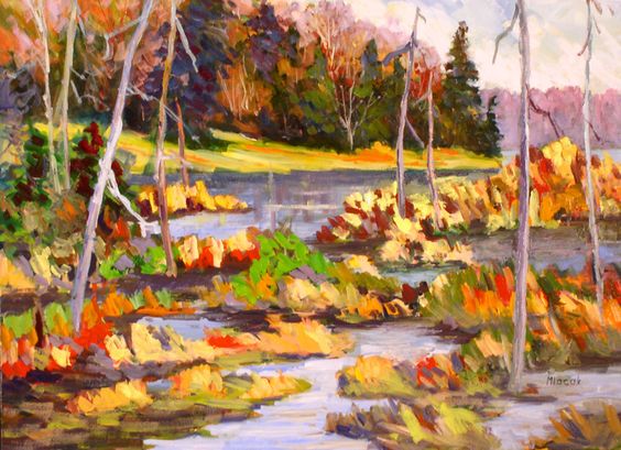 Landscape “Lakeside Marsh Algonquin” by John Mlacak – oil on canvas.
