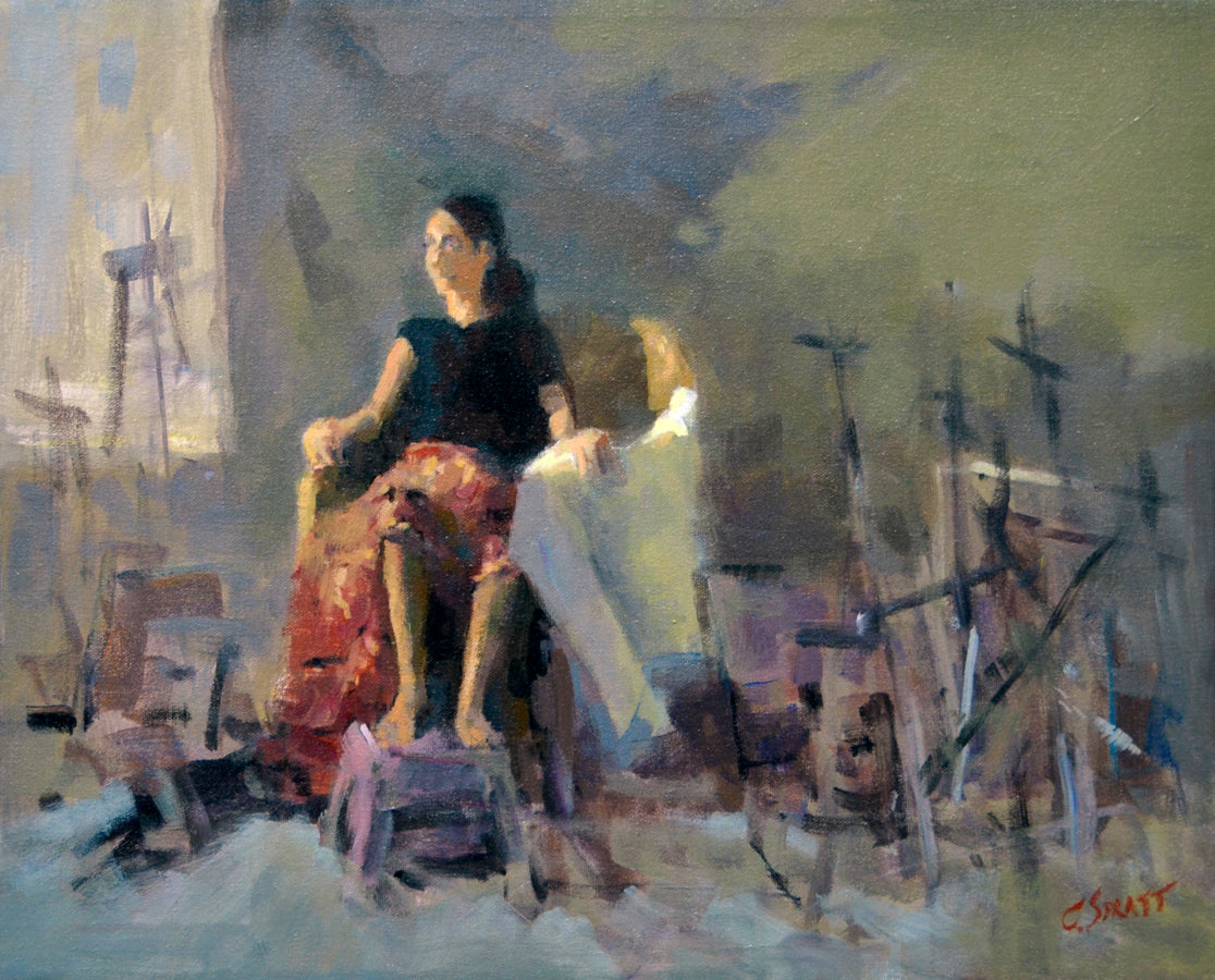 Figurative “The Model” by Charles Spratt – oil on canvas.