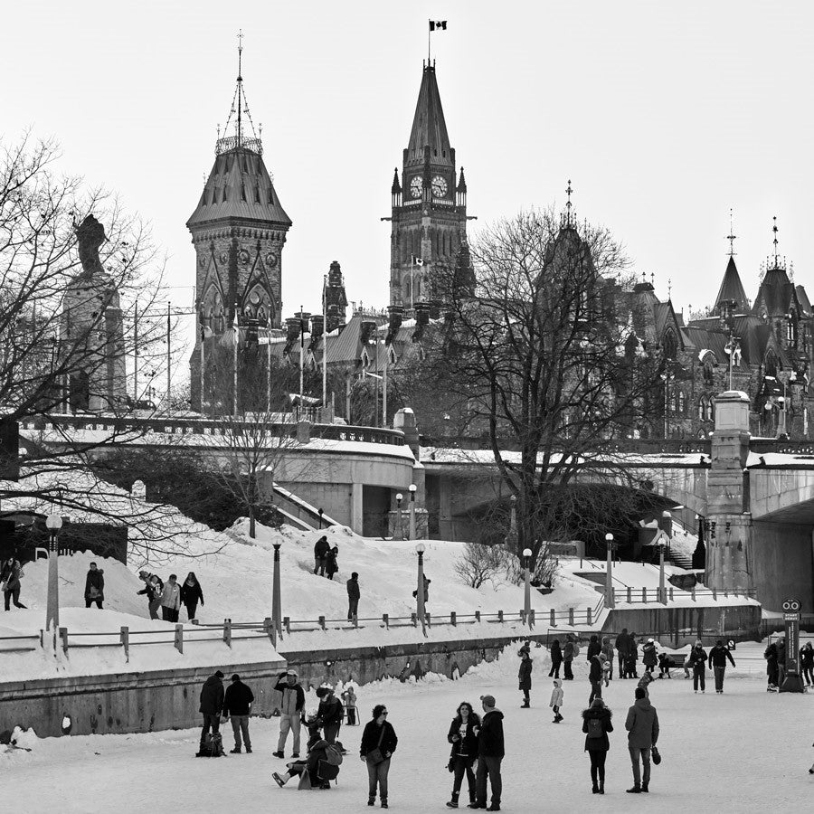 Cityscape “Winterlude Skate” by Ottawa – giclee on canvas.